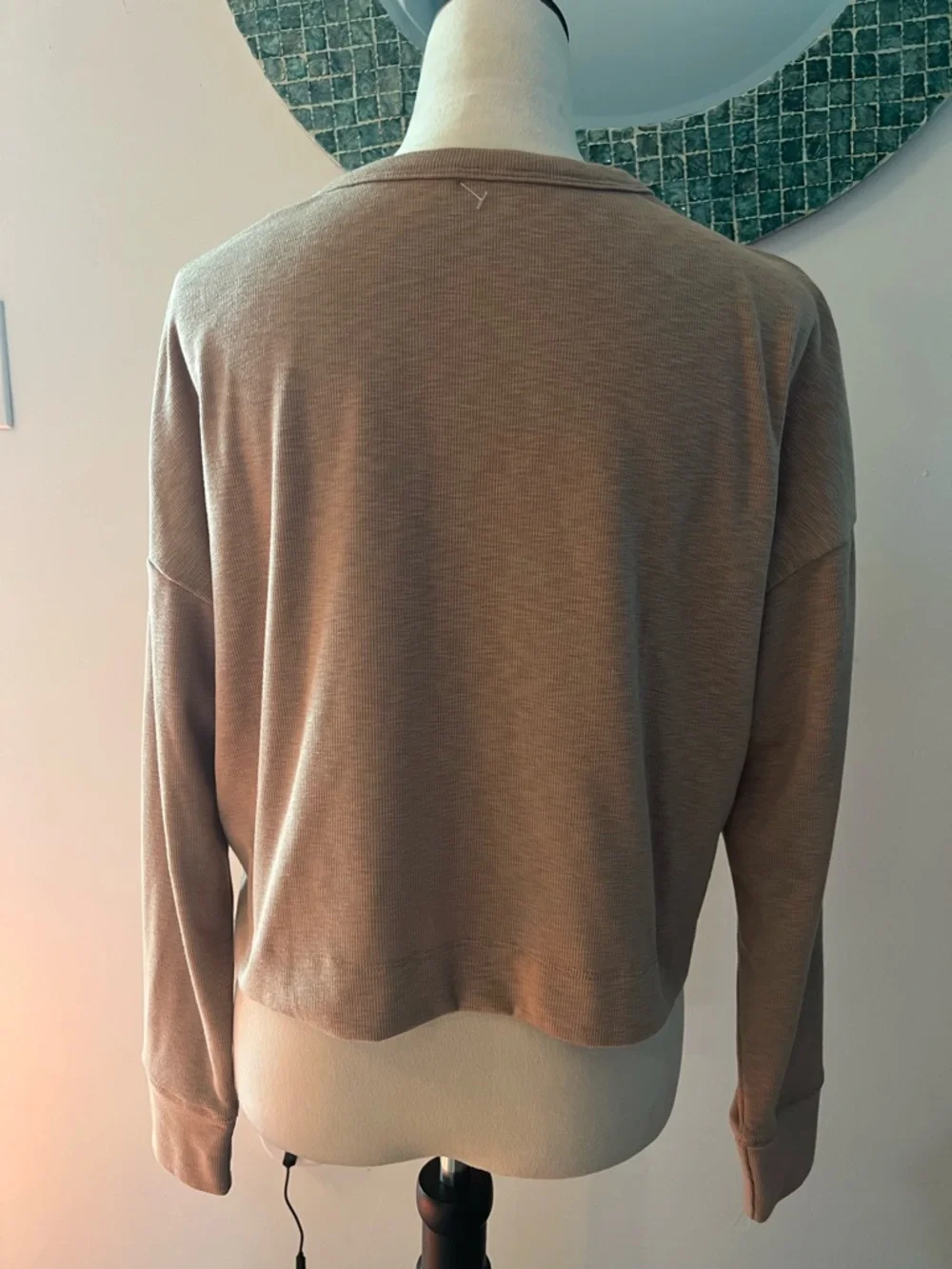 Vuori Women's Long Sleeve Henley in Taupe - Picture 7 of 11